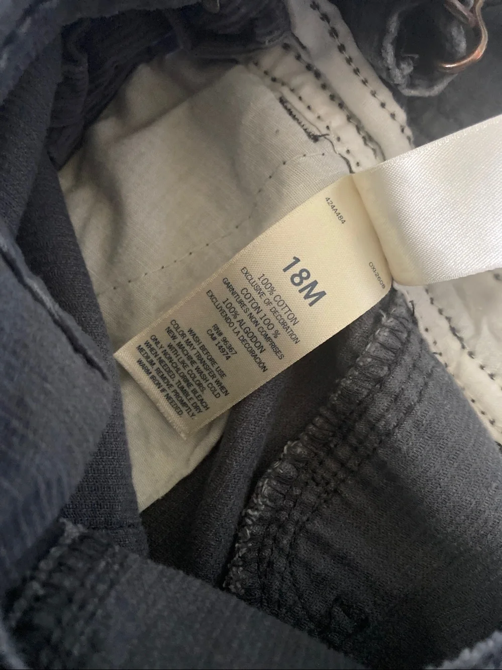 Oshkosh gray cotton corduroy overalls, 18M.
